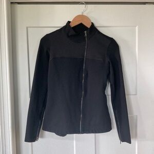 The Base Brand Assymetrical Zip Fitted Black Jacket Active Sportswear Athleisure